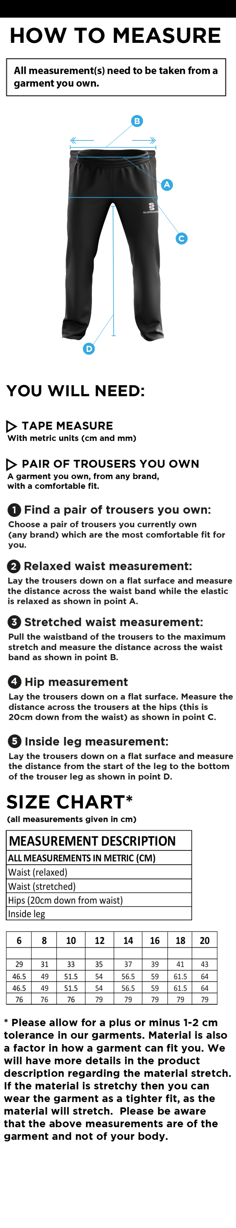 Warwick University Staff Society - POPLIN TRACK PANT BLACK - Women's - Size Guide
